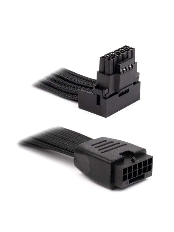 DUTZO Sleeved PCI-E 12V-2x6 forlængerkabel - Lås stift ned - Sort
