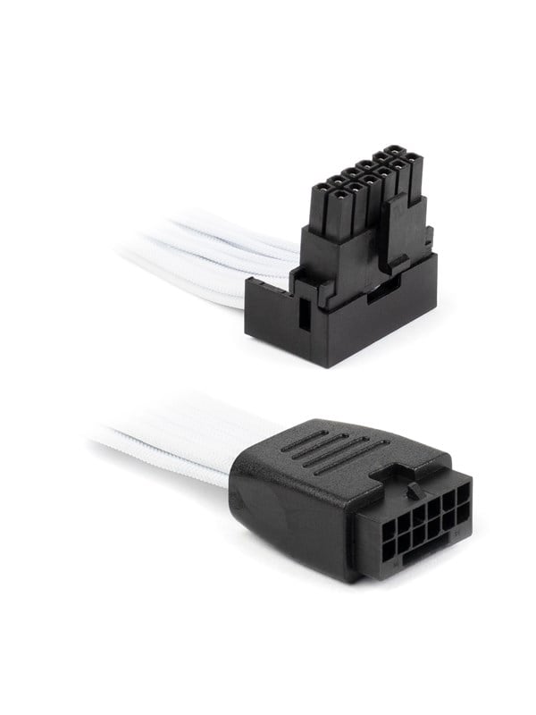 DUTZO Sleeved PCI-E 12V-2x6 forlængerkabel - Lås stift op - Hvid