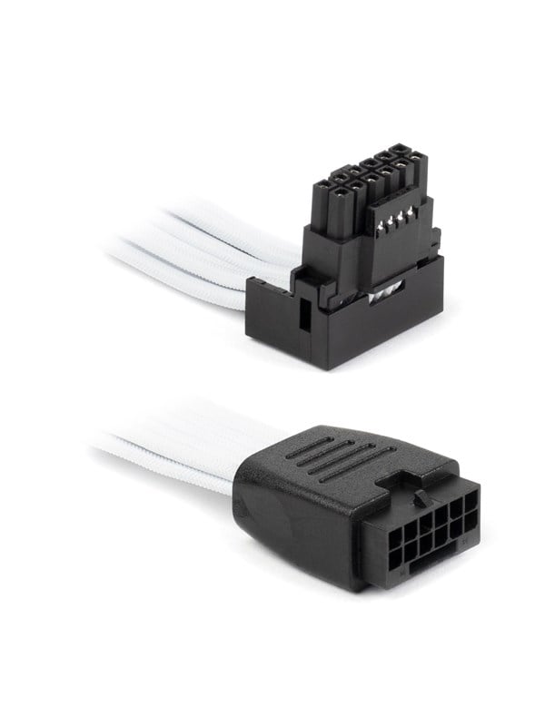 DUTZO Sleeved PCI-E 12V-2x6 forlængerkabel - Lås stift ned - Hvid