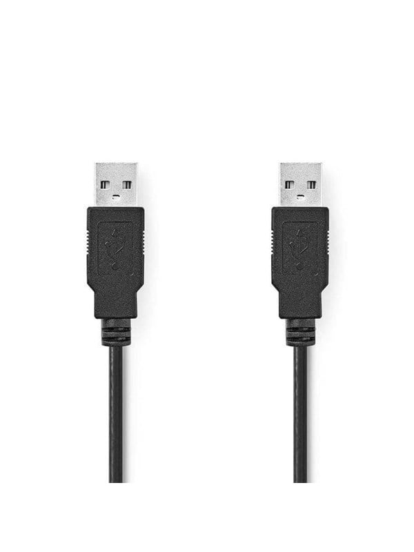 Nedis USB-kabel | USB 2.0 | USB-A Han | USB-A Han | 18 W | 480 Mbps | Nikkelplateret | 3.00 m | Runde | PVC | Sort | Label