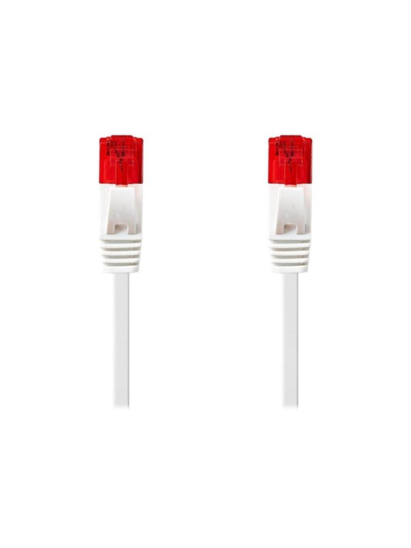 Kat 6 kabel | RJ45 Han | RJ45 Han | U/UTP | 10.0 m | Snagless | Fladt | PVC | Hvid | Konvolut