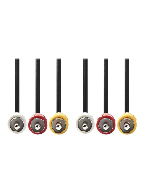 Composite Video kabel | 3x RCA Han | 3x RCA Han | Nikkelplateret | 480p | 5.00 m | Runde | PVC | Sort | Plastikpose