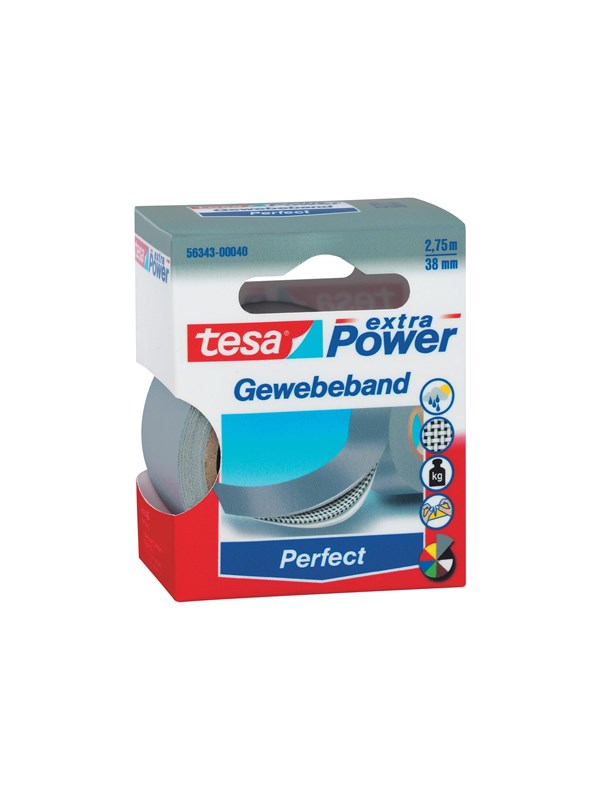 Tesa Gewebekleb. 2,75m x 38mm extra Power grau Perfekt 56343