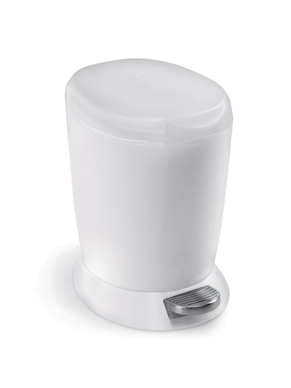 Simplehuman 6L rund pedalspand, hvid plastik