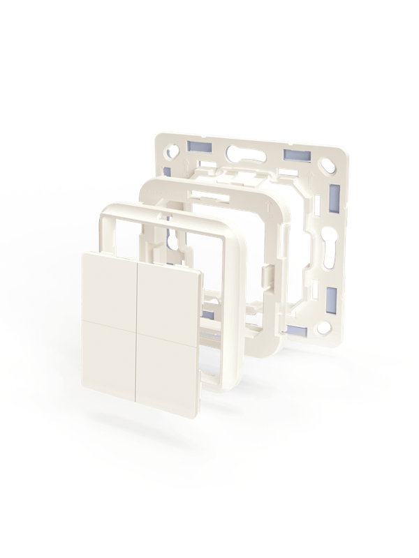 Shelly · Plug & Play Zubehör · "BLU Wall Switch 4 Adapter Busch-Jaeger" · Weiß