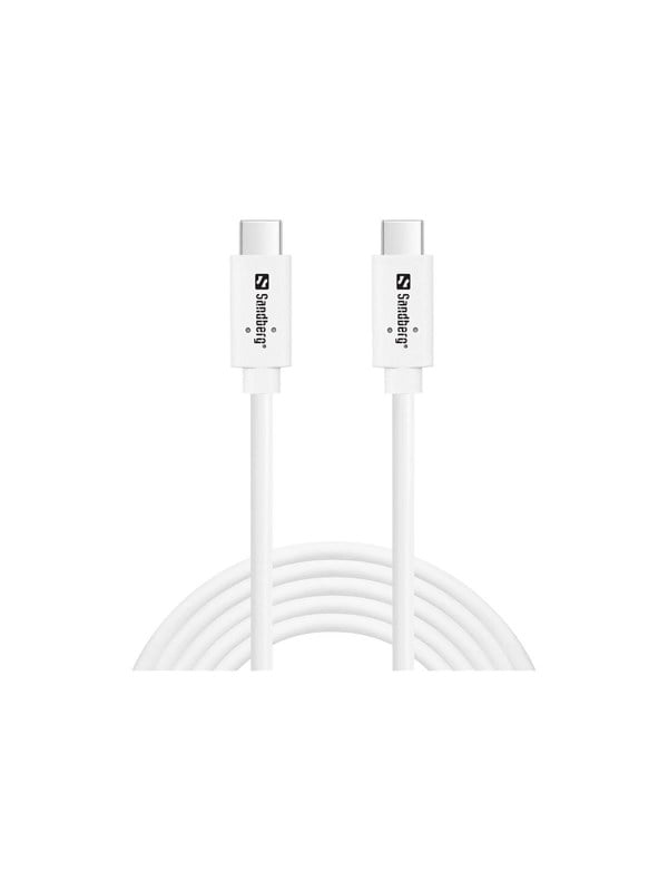 Sandberg - USB-kabel - USB-C (han) til USB-C (han) - USB 3.1 Gen 2 - 2 m - USB Power Delivery (100 W), op til 10 Gbps datatransferhastighed - hvid