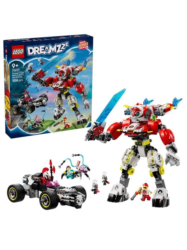 LEGO DREAMZzz 71497 Coopers tiger-mech og Zeros hotrod-bil