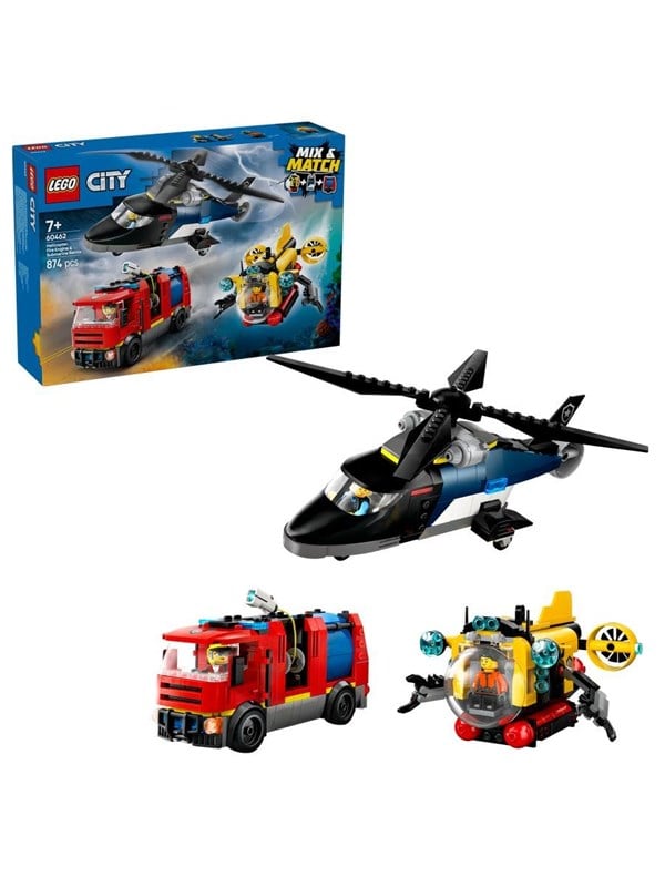 LEGO 60462 City Combination Set with Helicopter, Fire Truck and Submarine - GEEKD.dk