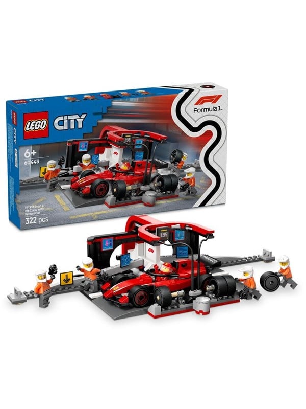 LEGO 60443 City F1 Pit Stop with Pit Crew and Ferrari Racer - GEEKD.dk