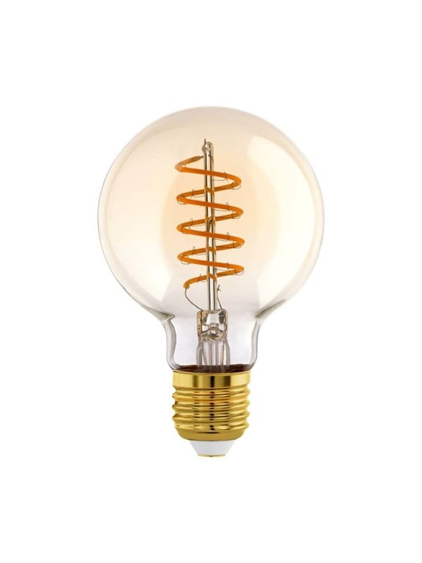 EGLO E27 LED G80 amberfarvet globepære med spiral og varmt hvidt lys