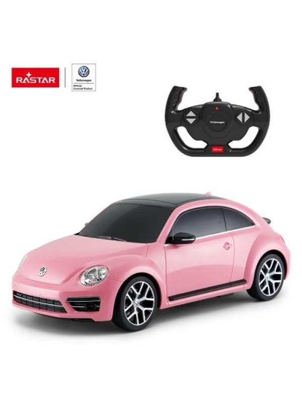 RASTAR R/C 1:14 Volkswagen Beetle Pink/Yellow/Green 30 cm billede