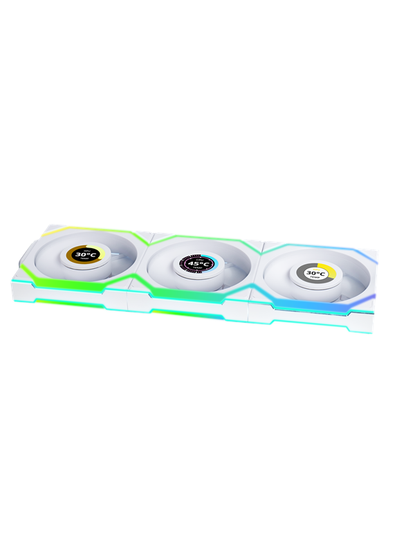 Lian Li UNI FAN SL Wireless LCD Reverse (3-pack) - Kabinet køler - 120mm - Hvid med RGB LED lys - 31 dBA