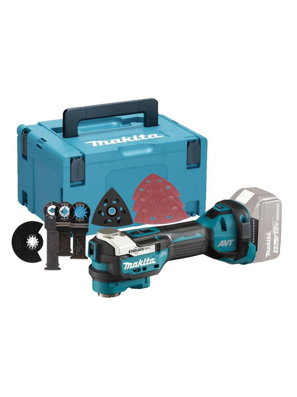 Makita DTM52ZJX4 Akumuliatorinis universalus švytuoklinis įrankis 18V, 10000-20000 jud/min, judesio kampas 3,2°,Starlock MAX, BL-motor, Be akumuliatorių ir kroviklio!