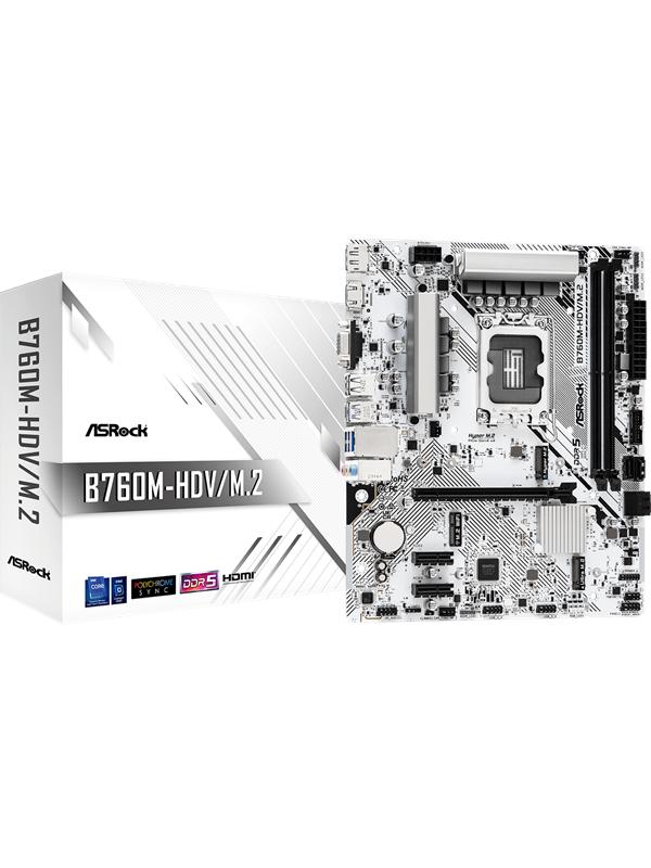 ASRock B760M-HDV/M.2 Bundkort - Intel B760 - Intel LGA1700 - DDR5 RAM - Micro-ATX