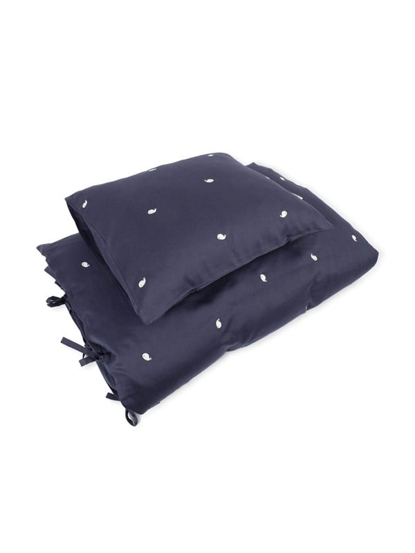 Filibabba Junior sengetøj GOTS (100x140 cm) - Broderet Hvalen Christian - Midnight billede