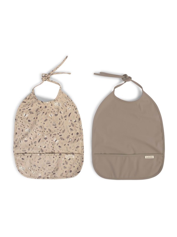 Filibabba Hagesmæk m. bindebånd 2-pak - Little Wonders + Warm Grey billede