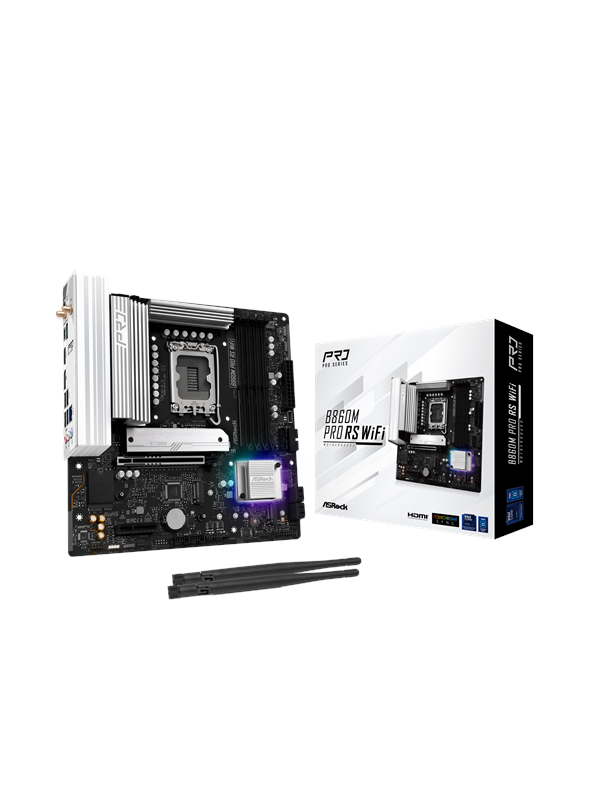 ASRock B860M Pro RS WiFi Bundkort - Intel B860 - Intel LGA1851 - DDR5 RAM - Micro-ATX