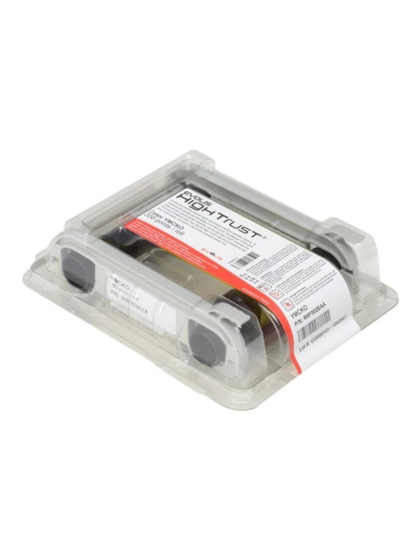 Evolis High Trust YMCKO Color Ribbon Print-bånd (farve) 200 kort Farve (gul, magenta, cyan, resinsort, klar belægning) R5F002EAA