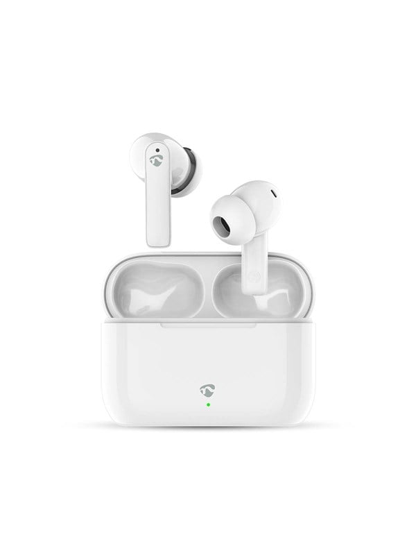 Nedis - Fuldt Trådløse hovedtelefoner | ENC (Environmental Noise Cancelling) | Bluetooth® | Batteri 1 driftstid ved standardbrug: 1440 min | Touch Control | Opladningsholder | Trådløs opladningsetui | Indbygget mikrofon | Understøtter stemmestyring | S...