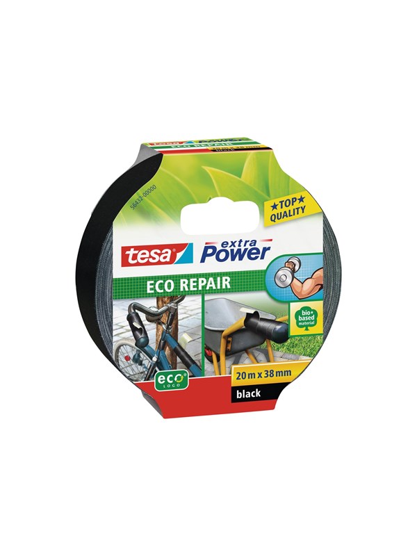 Tesa extra Power Eco Repair - Stoftape - 38 mm x 20 m - sort