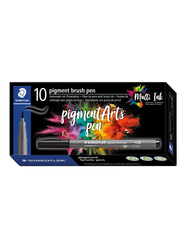Staedtler BRUSH PIGMENT PEN, ÆSKE 10 STK, ELFENBEN