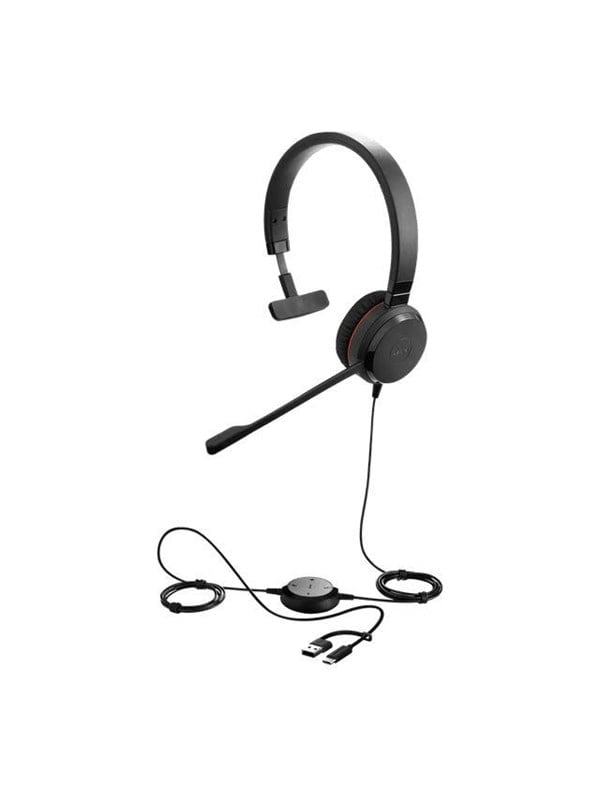 Jabra Evolve 20 SE - kablet mono-headset til kontor/callcenter, USB-C/USB-A - sort