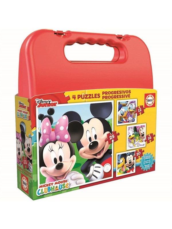 Mickey Mouse Klubhus Puslespil - 4 Stk - 12, 16, 20 + 25 Brikker