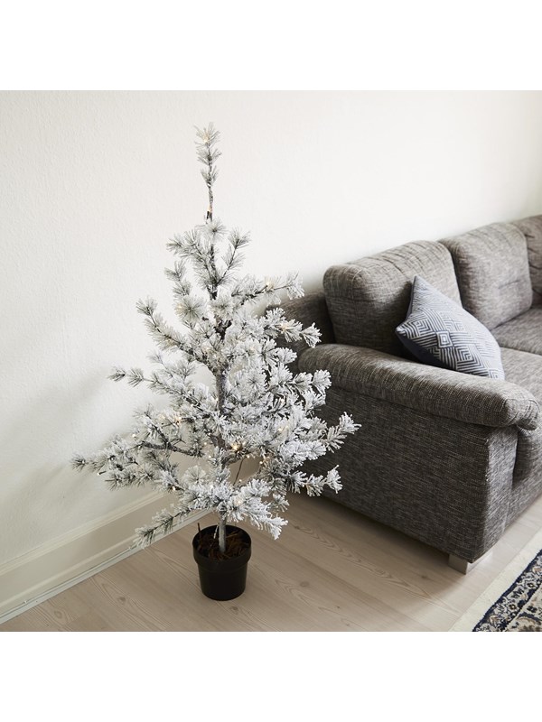 Lærketræ kunstigt i potte NORDIC WINTER 120 cm med sne og lys - 780-017