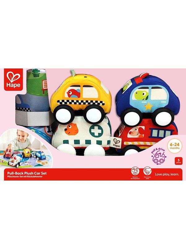 Hape Pull-Back Plush Car Set