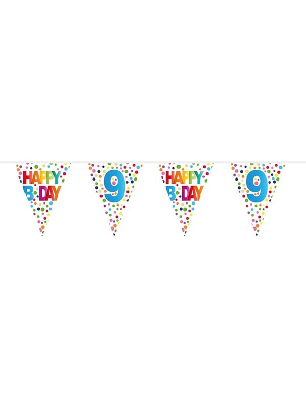 Folat Confetti Guirlande - 10m - 9-års Fødselsdag