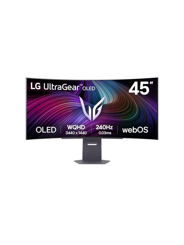 LG UltraGear 45GX90SA-B - OLED-monitor - gaming - kurvet - 45 (44.5 til at se) - 3440 x 1440 UWQHD @ 240 Hz - 1300 cd/m² - 1500000:1 - DisplayHDR 400 True Black - 0.03 ms - 2xHDMI, DisplayPort, USB-C - højtalere - sort