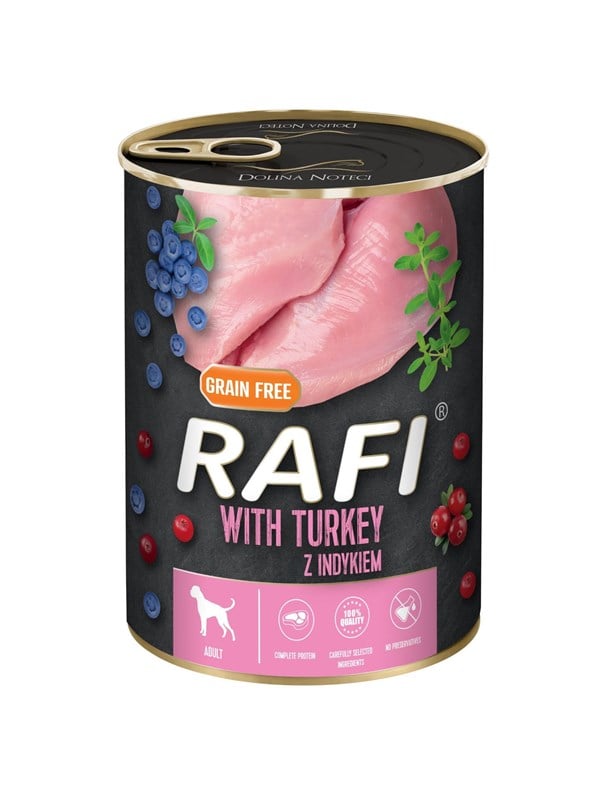 RAFI Kornfrit vådfoder til hunde med kalkun 400g