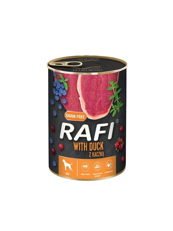 RAFI Kornfrit vådfoder til hunde med and 400g