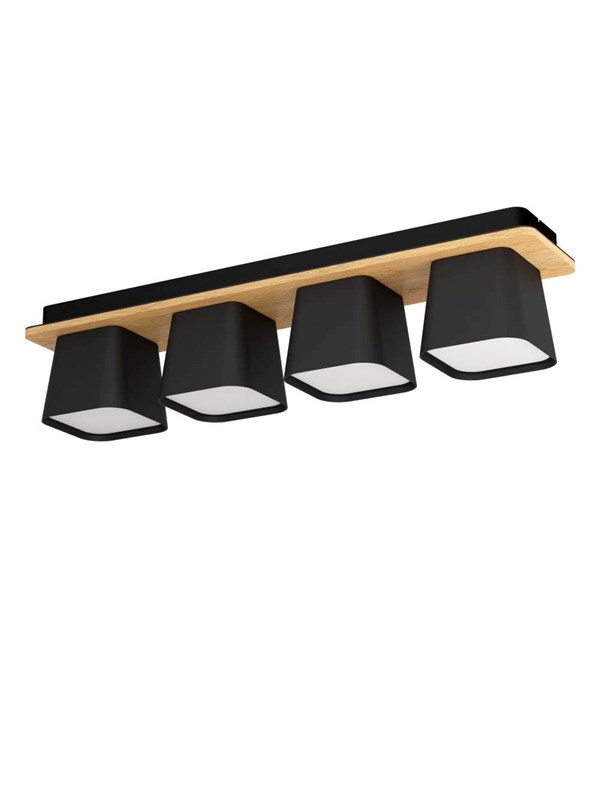 EGLO Stars of Light RUSCIO loftlampe 4L E27 L695 sort/hvid/træ FSC