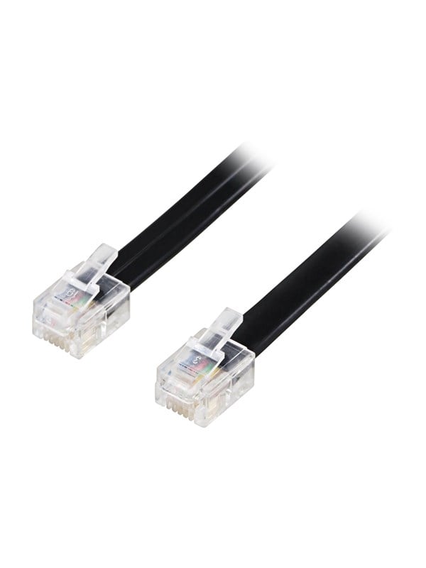 DELTACO - Telefonkabel - RJ-12 (han) til RJ-12 (han) - 2 m - sort