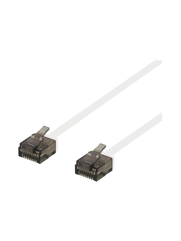 DELTACO - Patchkabel - RJ-45 (han) til RJ-45 (han) - UTP - CAT 6a - halogenfri, formet, flad - hvid