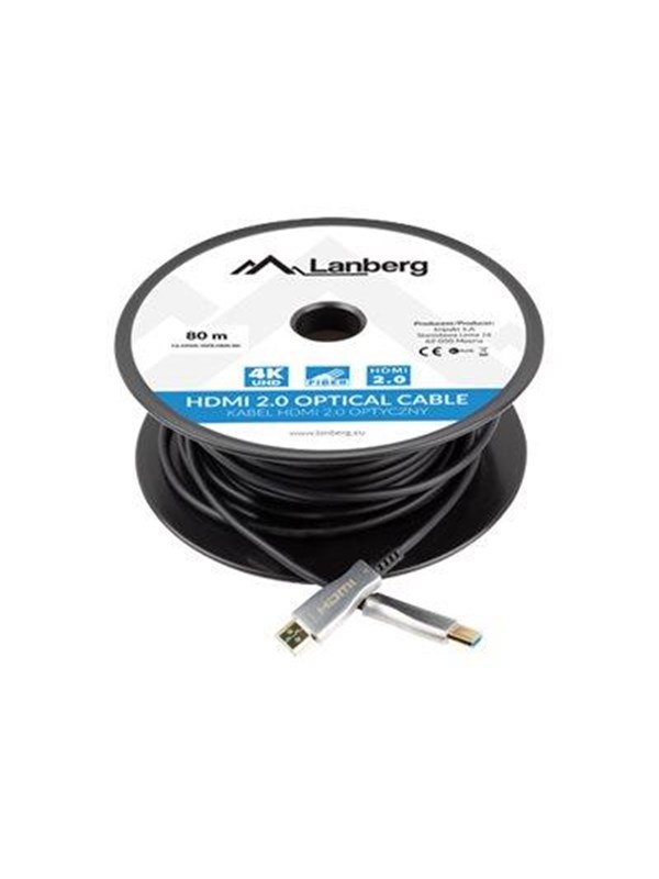 Lanberg HDMI han -> HDMI han 3840 x 2160 - 60 Hz 80 m Sort