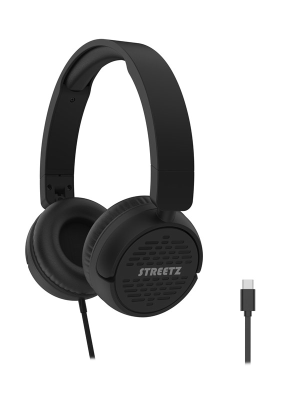 Streetz Streetz HC110 Hovedtelefoner, foldbare, volumenstyring, USB-C, sort HC110-BLK Modsvarer: N/A