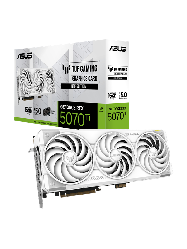 ASUS GeForce RTX 5070 Ti TUF BTF White - 16GB GDDR7 RAM - Grafikkort