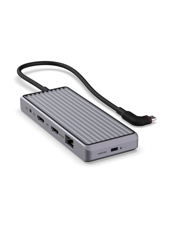 Unisynk 10 Port USB-C Hub 4K 60Hz 100W - Grey