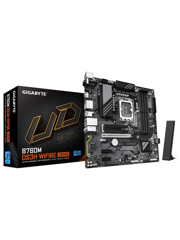 Bundkort Gigabyte B760M DS3H WiFi 6E Gen5 - LGA1700, DDR5, mATX