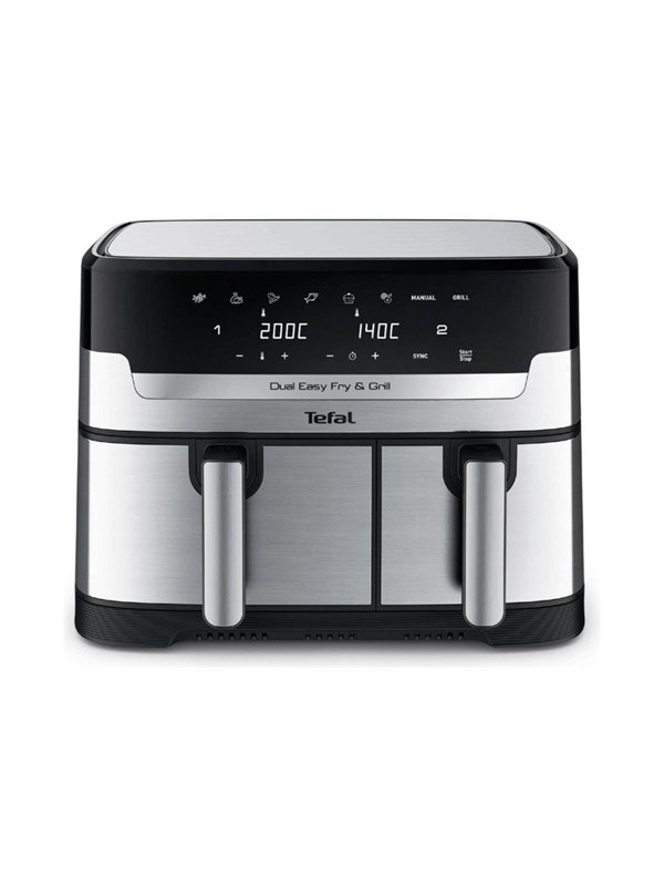 Tefal Dual Easy Fry & Grill EY905D, Varmluftsteger, 8,3 L, Dobbelt, Rustfrit stål, Berøring, Enkeltstående