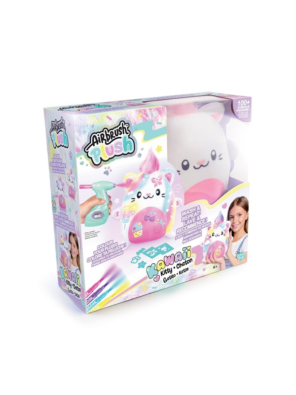 Airbrush Plush Bamse - 23 cm - Kawaii Kitty
