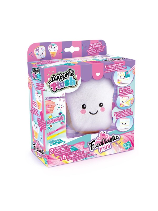 Airbrush Plush Bamse - 10 cm - Food'Tastic Mini - Assorteret