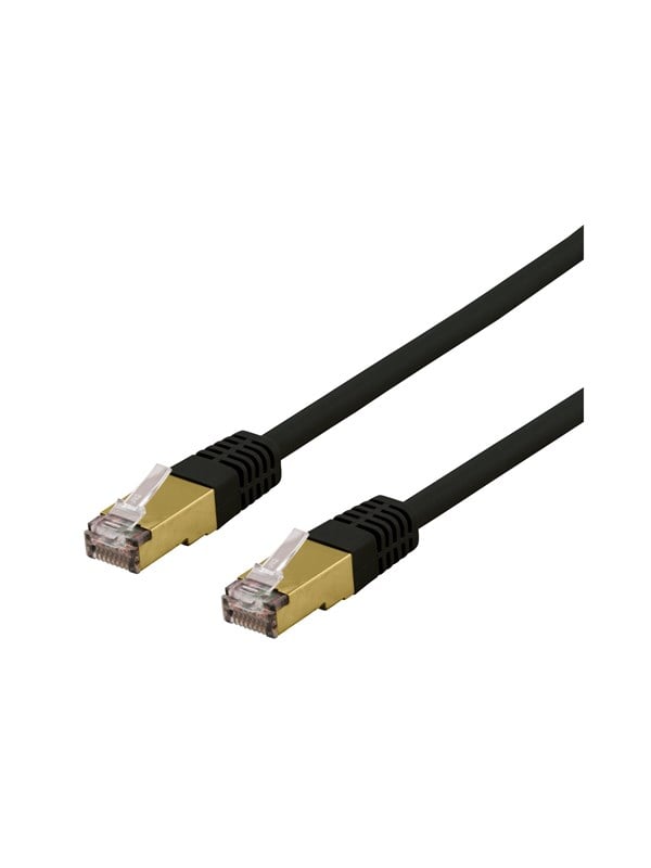 Deltaco patch cable - 30 cm - black - Sort - 0.3m