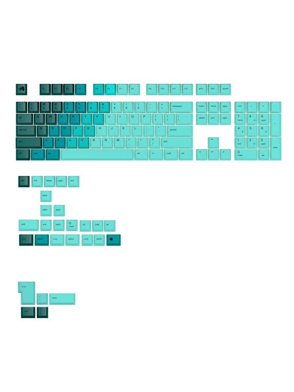 Glorious GPBT Gradient Keycaps - Rainforest - US-layout - 131-tasters PBT-sæt