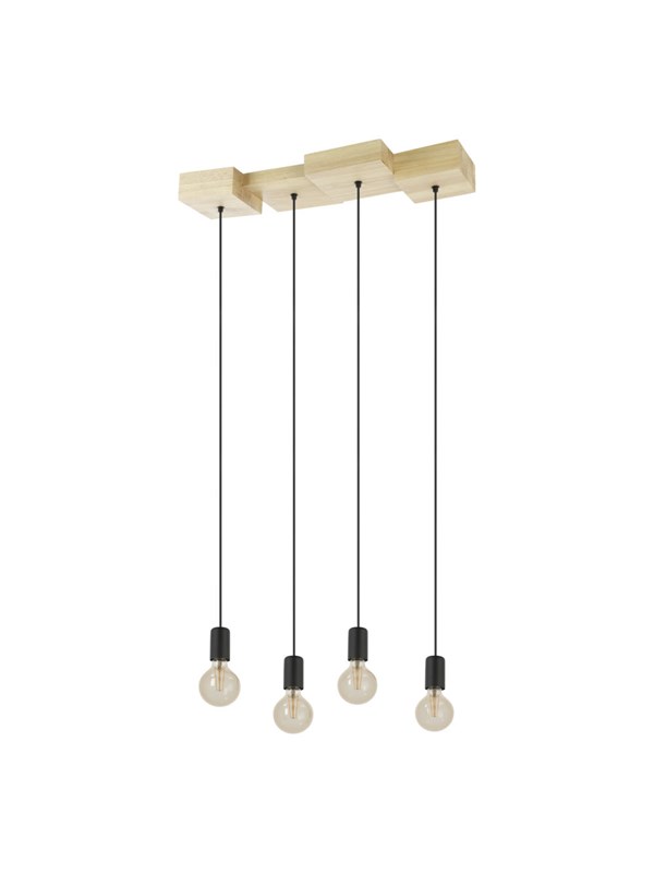 EGLO HALKIN PENDEL 4L E27 SORT/TRÆ FSC