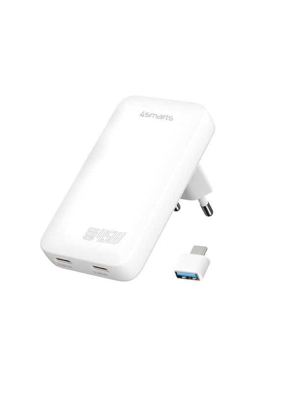 4smarts Netzladegerät FlatPlug Slim Dual 45W GaN 2C, weiß