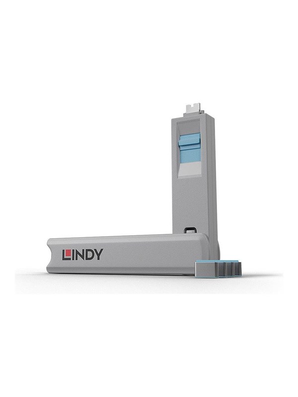 LINDY USB-C portblokker-nøgle - sæt med 4 blokker, blå