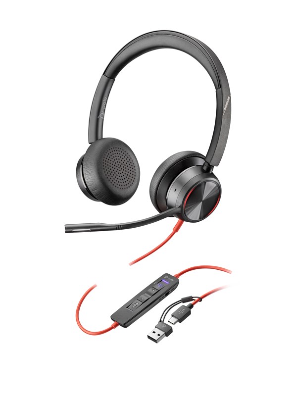 poly Blackwire 8225 – USB-C-stereohovedtelefon med mikrofon + USB-C til A-adapter, Microsoft Teams-certificeret (8X225AA)